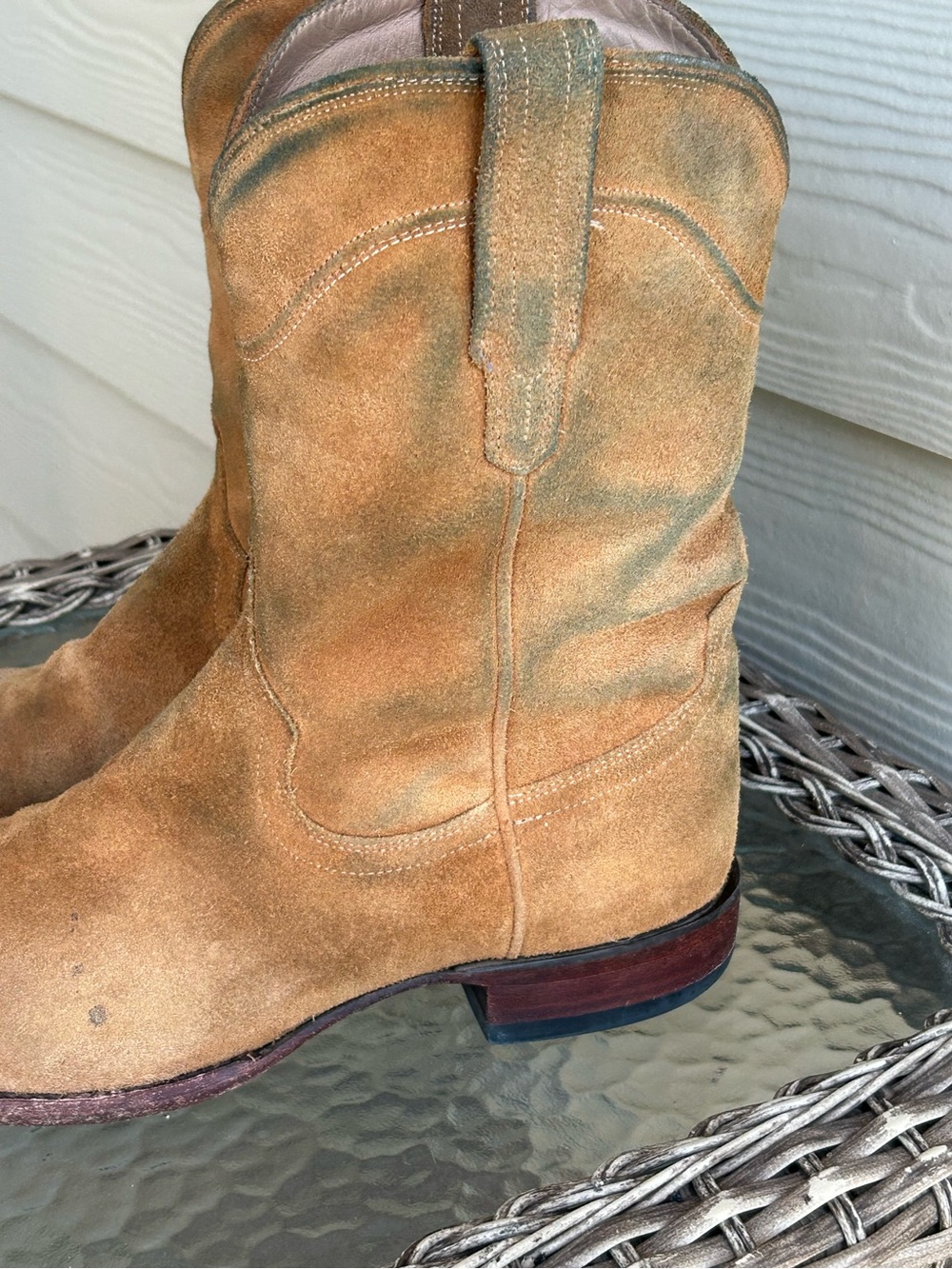 Men’s TECOVAS “Shane” Suede Leather Roper Western Boots sz 11 D - Picture 9 of 12